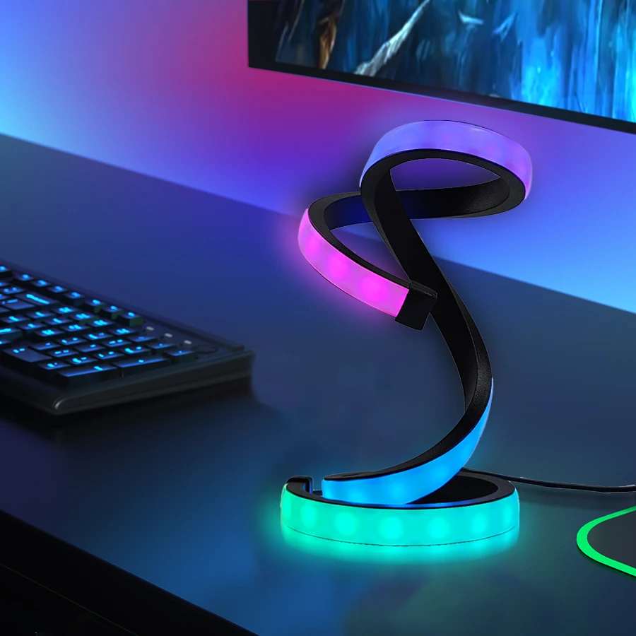A desktop lamp with an artistic and modern feel. It is USB - powered and has color - changing effects, suitable for various room