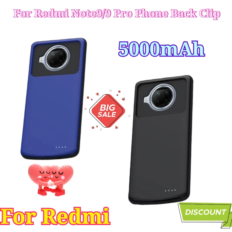 

5000mAh for Redmi Note9/9 Pro Phone Back Clip Battery Wireless Fast Charging Power Bank Mobile Power Case