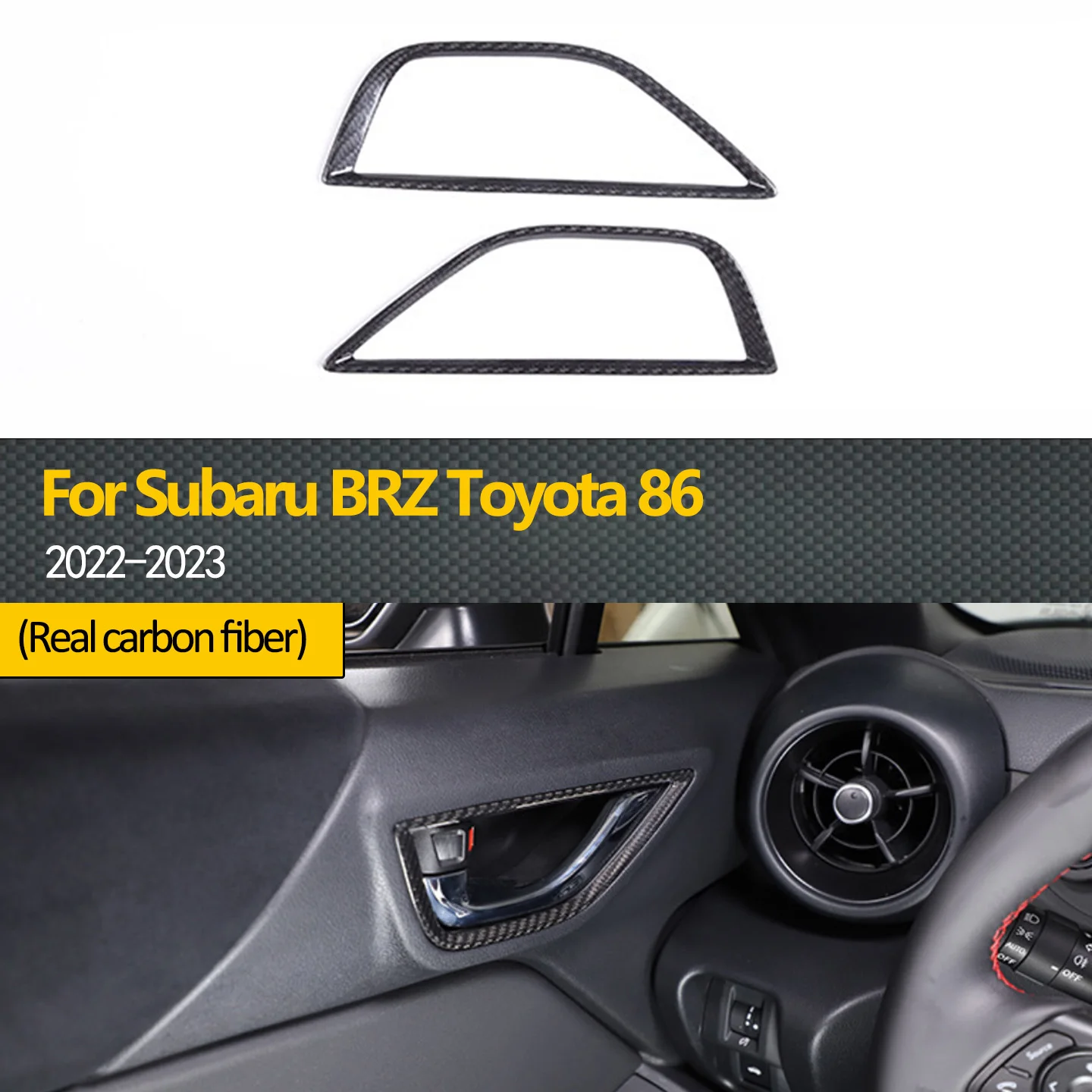

2 шт., декоративные чехлы для внутренней дверной ручки из углеродного волокна для Toyota GR86 Subaru BRZ 2022-2023, комплект отделки для стиля, аксессуары