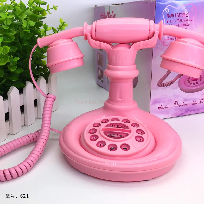 Kawaii Genuine Sanrio Hello Kitty Retro Landline Cartoon Anime European Style Telephone Cute Creative Wired Telephone Toy