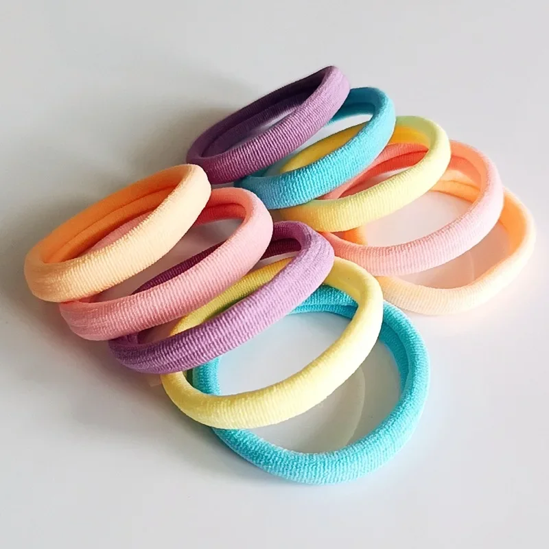 50/100PCS Colorful Ealstic Hair Rope Ponytail Hold Scrunchie Rubber Band For Women Basic Nylon Hair Bands Elastic Seamless Girls