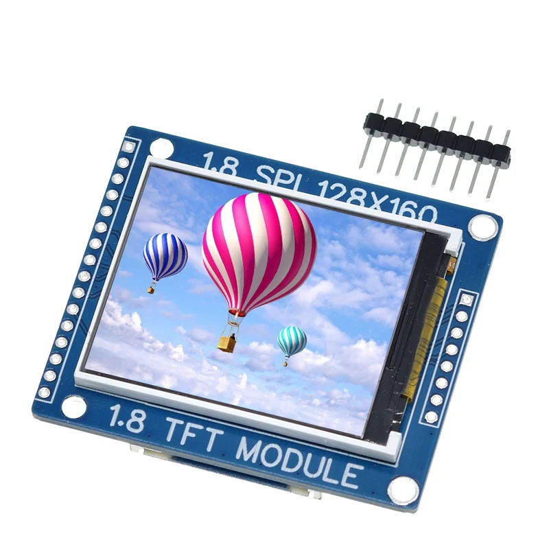 1,8-дюймовый последовательный SPI TFT LCD модуль с адаптером для печатной платы, матрица 128x160 точек, интерфейс ввода-вывода 3,3В/5В, совместим с LCD1602 для Arduino.