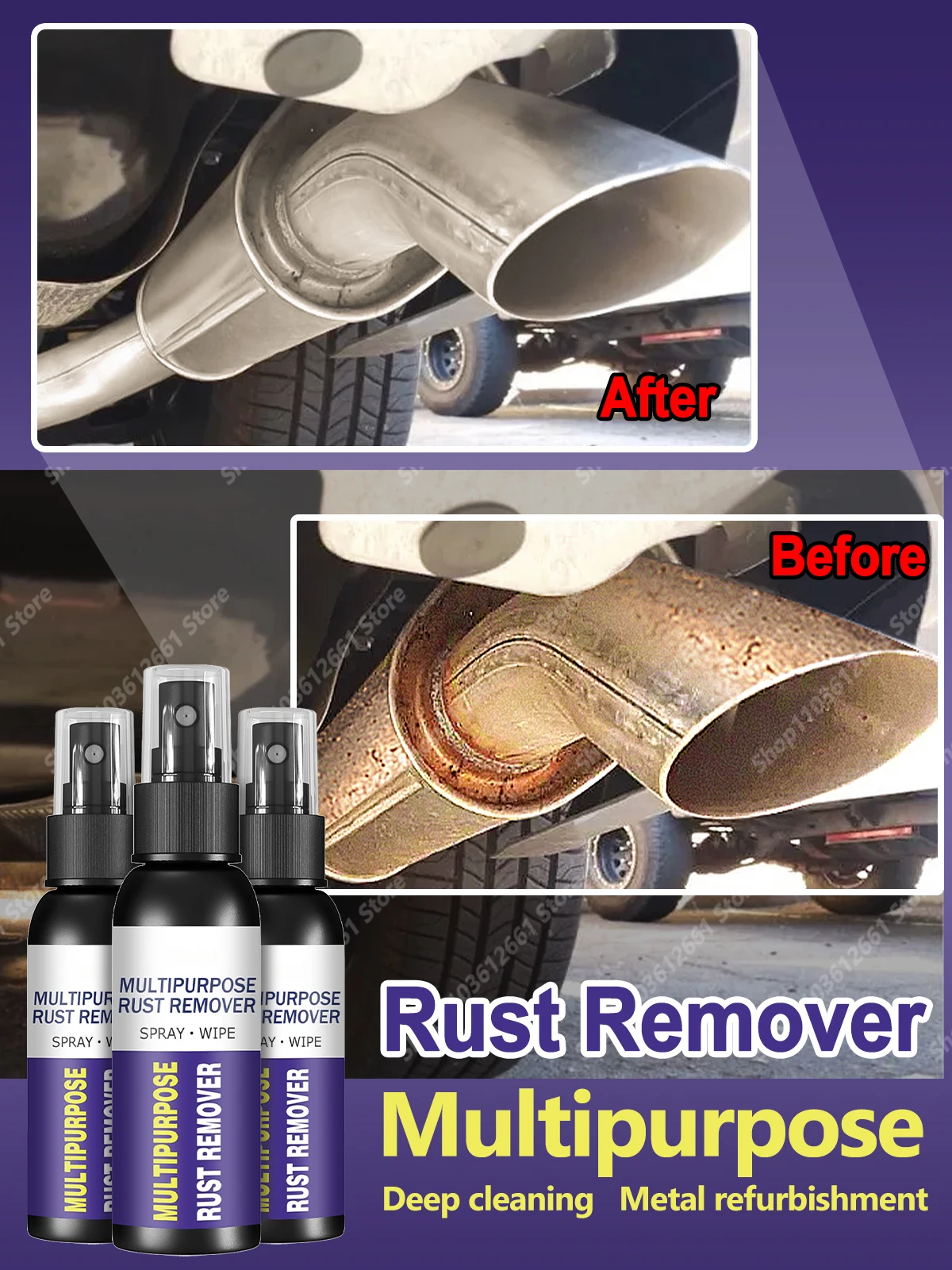 Rust Removal of Car Motorcycles Truck Automobile Exhaust Pipe Wheel Brake Discs Remove Rust Multifunction Cleaning Renovation