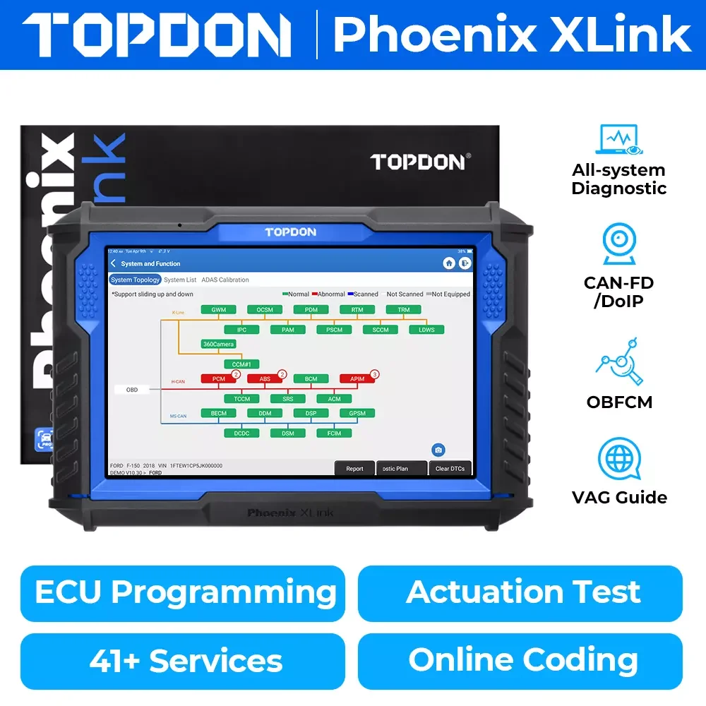 

TOPDON Phoenix XLink Car OBD2 Diagnostic All System Cloud-Based Programming Bi-Directional Scanner ECU Scan Tool