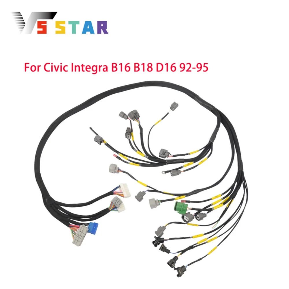 

CNCH-0BD1-1 Высококачественный бюджетный жгут проводов двигателя серии D&B для Civic Integra B16 B18 D16 1992-1995 годов, черный DH-1082B