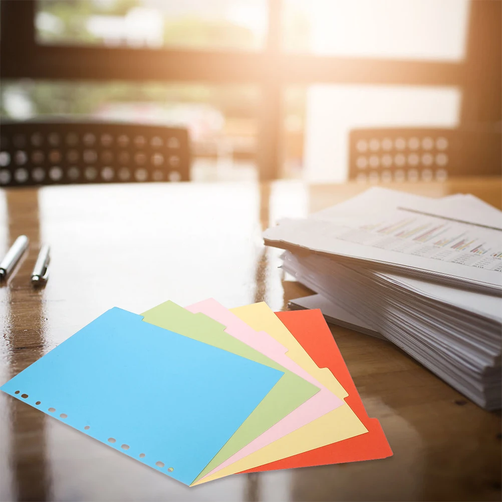 مجموعتان من فواصل علامات التبويب بمؤشر A5، إدراجات ملونة قابلة للفصل للمستندات المنظمة، ورق تصنيف سريع الوصول #6