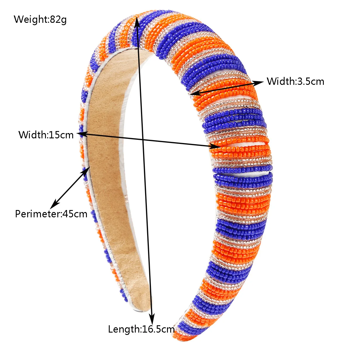 Hot-selling fashion handmade crystal rice bead headband personalized color matching sponge high cranial top versatile trend hair