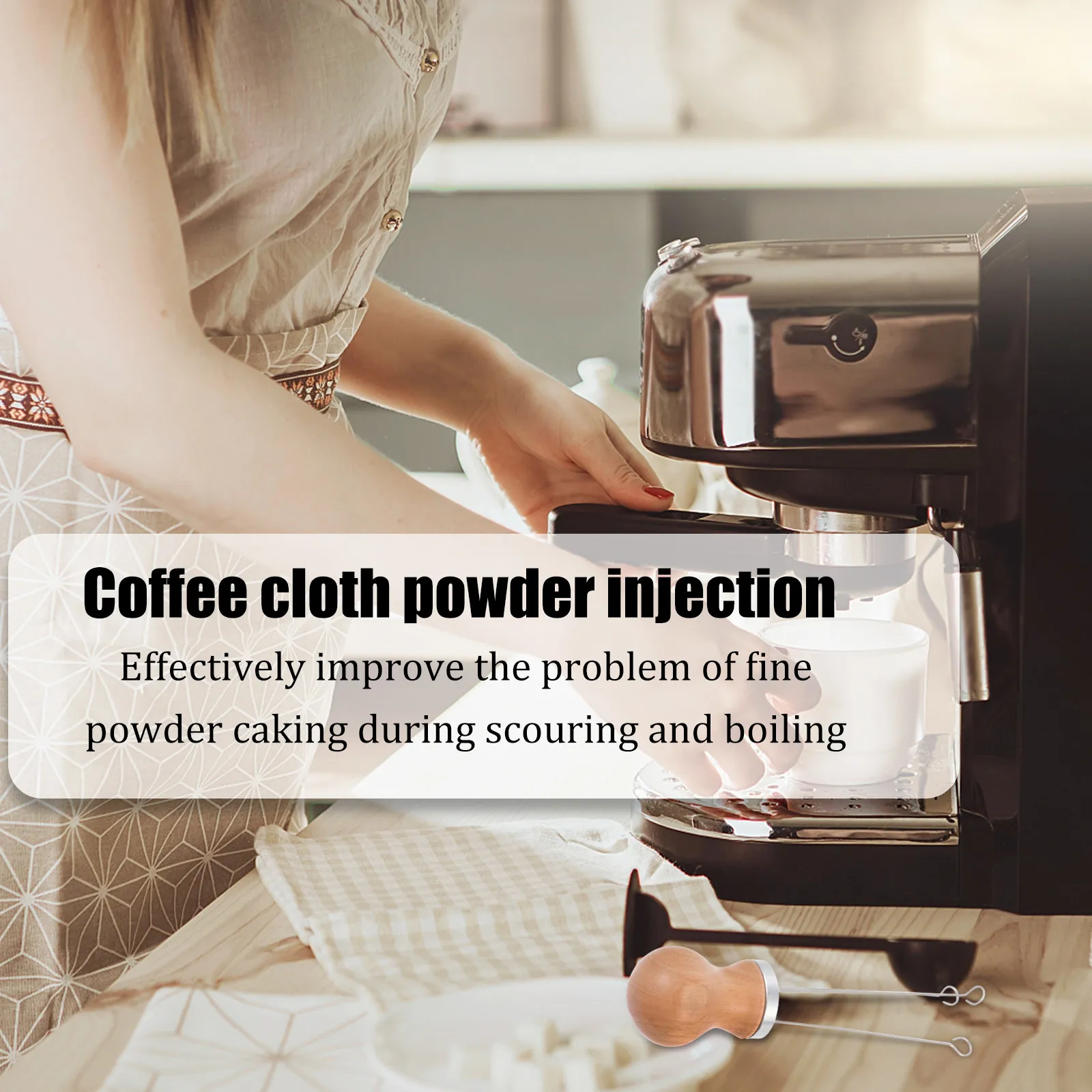 Ergonomic Coffee Stirrer Needle Wooden Handle Stainless Steel Espresso Stirrer Tool for Efficient Powder Distribution and Clump