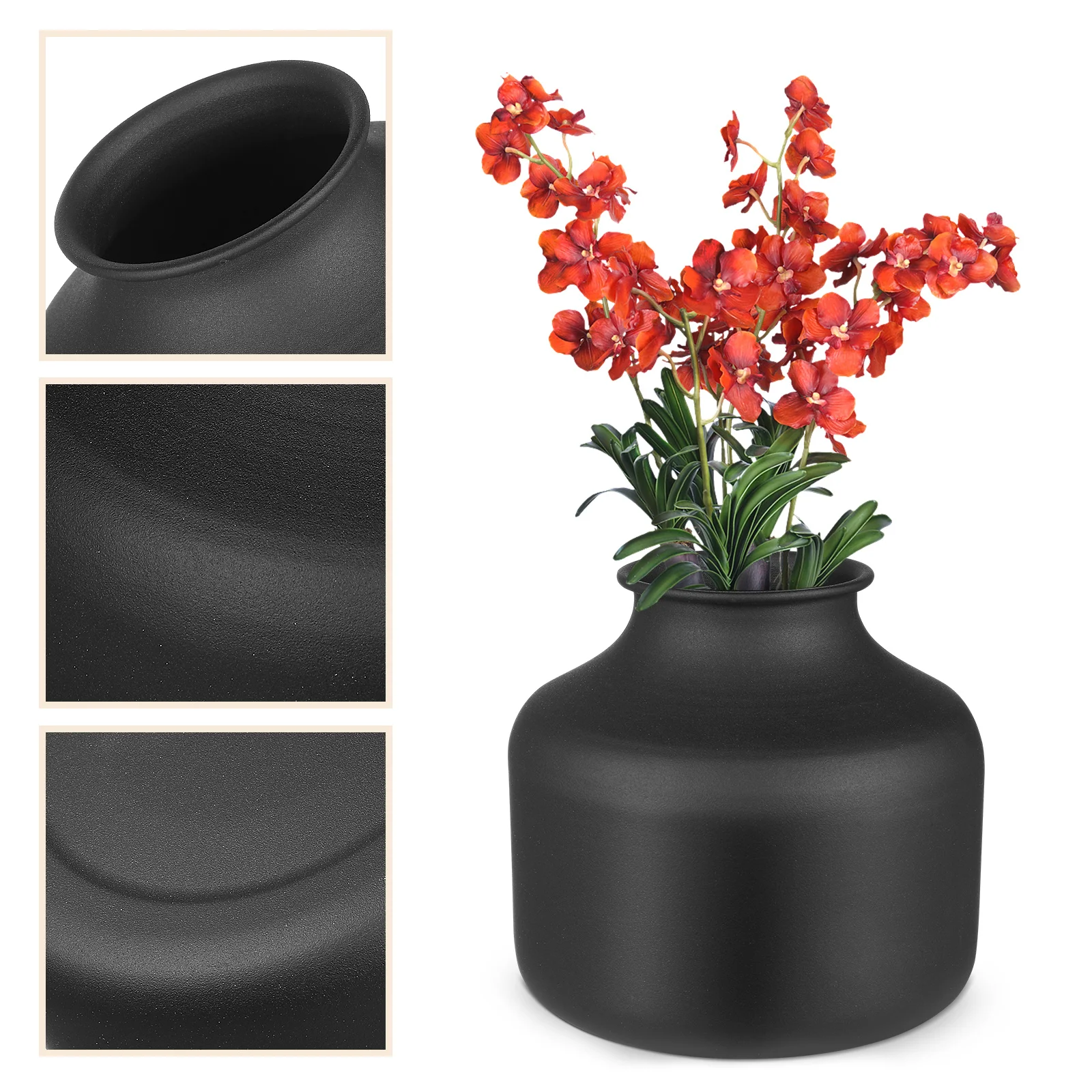 

Black Iron Vase Matte Finish Modern Flower Bucket Flower Container Floral Arrangement Planter Decor Black Vase