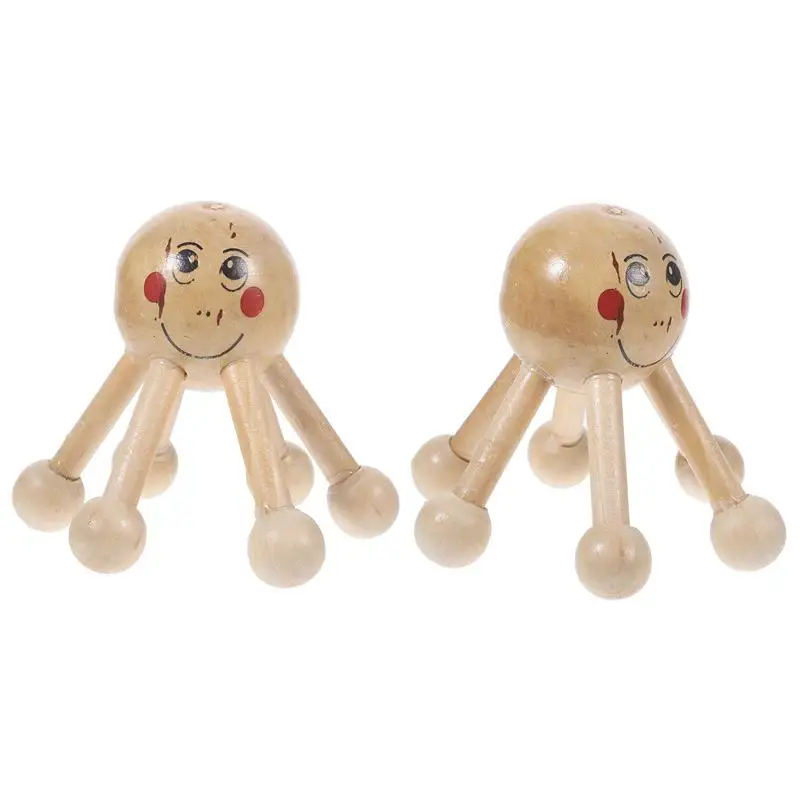 

2 Pcs Cervical Spine Massager Scalp Claw Tool Neck Head Wood Hair for