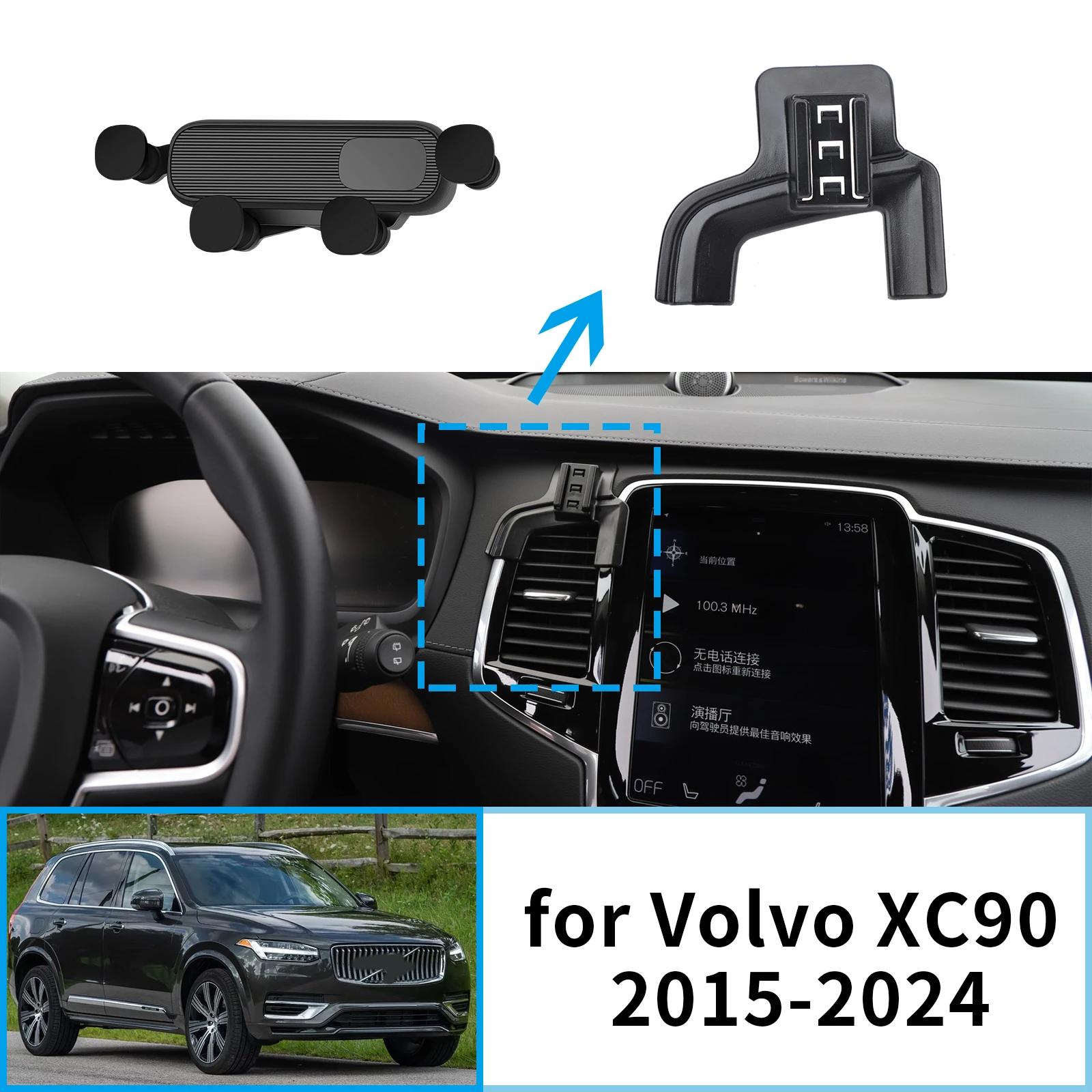 

Car Mobile Phone Holder for Volvo XC90 T6 T8 2015~2024 GPS Bracket Navigation Stand Auto Accessories