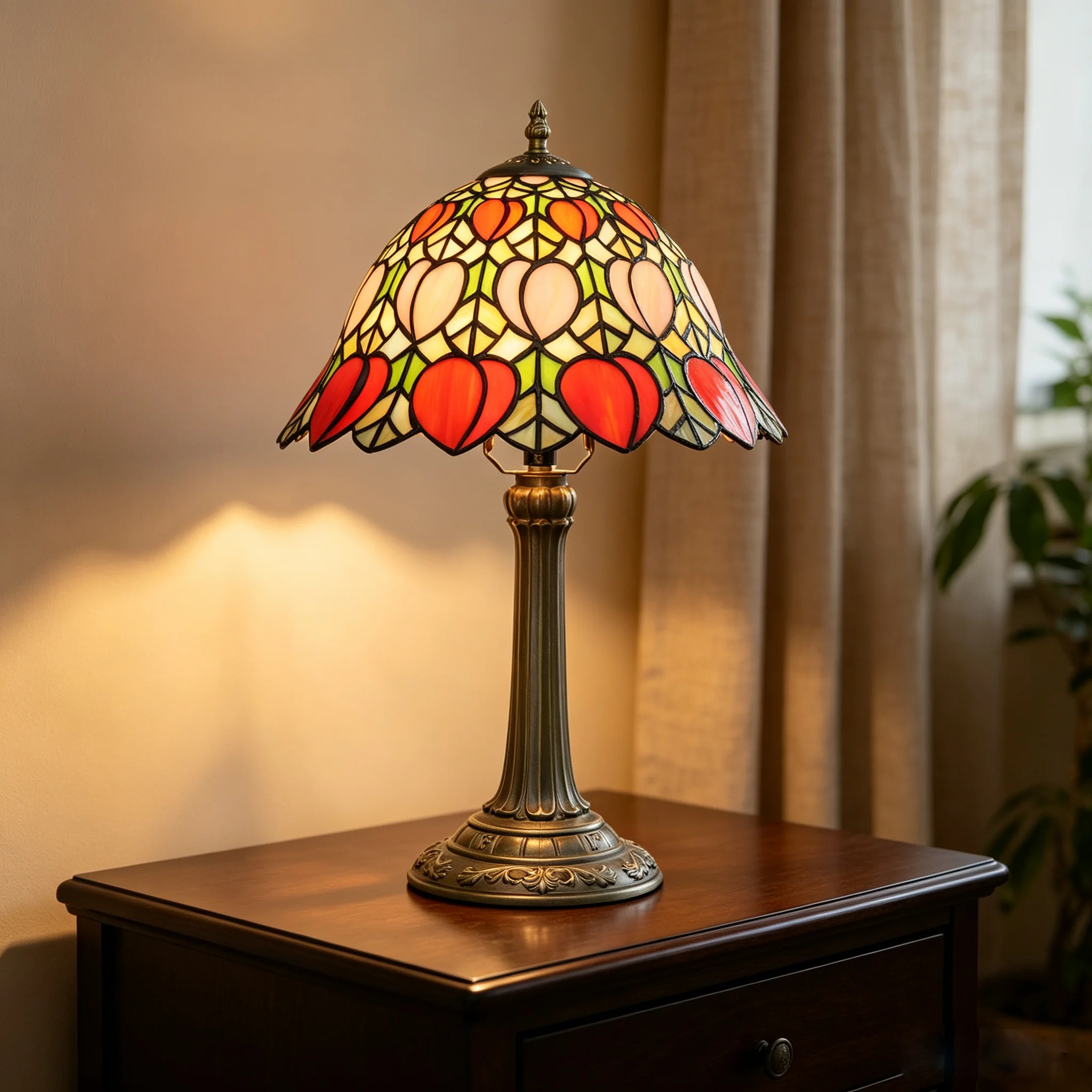 Tiffany Stained Glass Table Lamp Bedroom Bedside Reading Desk Light for  Home Office Retro 12
