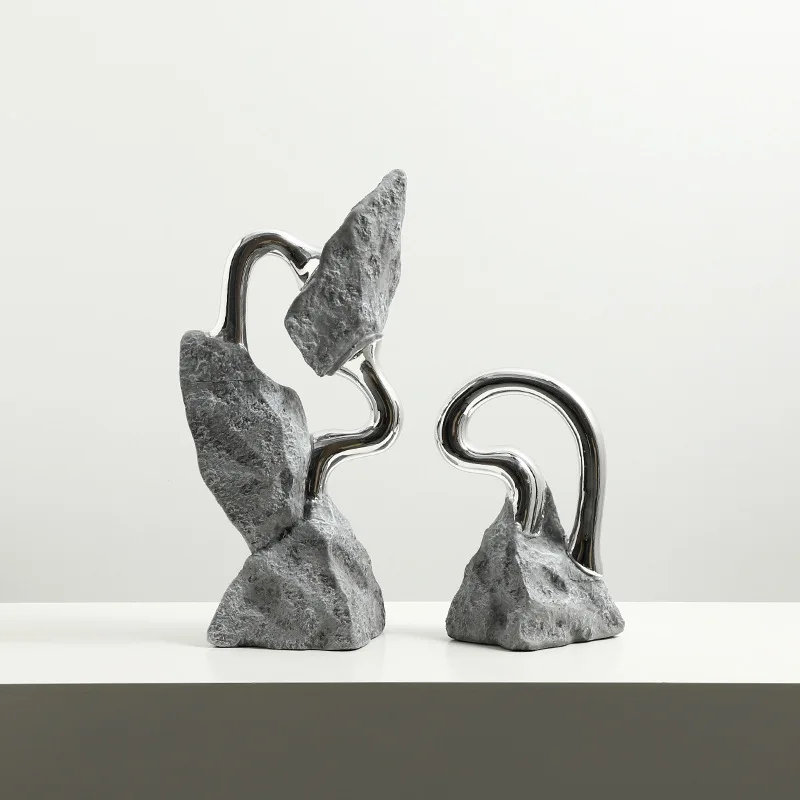 New Chinese modern abstract rock pulsating resin ornament, creative handicraft of hotel entrance decoration cabinet in sales