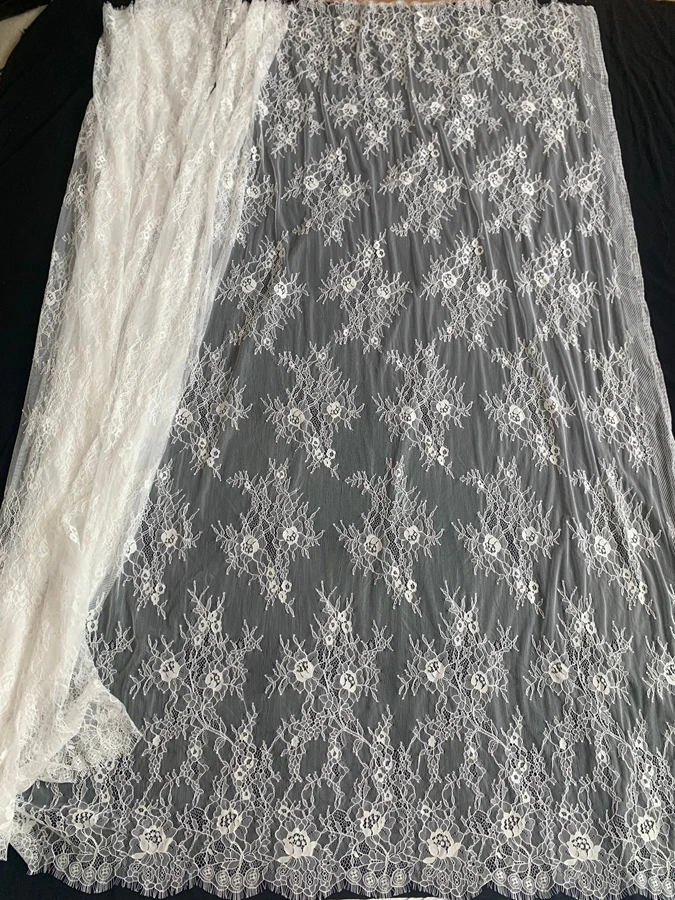 150CM Wide(Height) Subtle High Quality Eyelash Chantilly Lace Fabric DIY Handcraft Lace Material Sewing 3 Meters