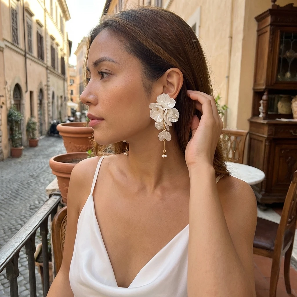 Elegant White Petal Flower Tas - огляд і ціна Tassel Earrings Boho
