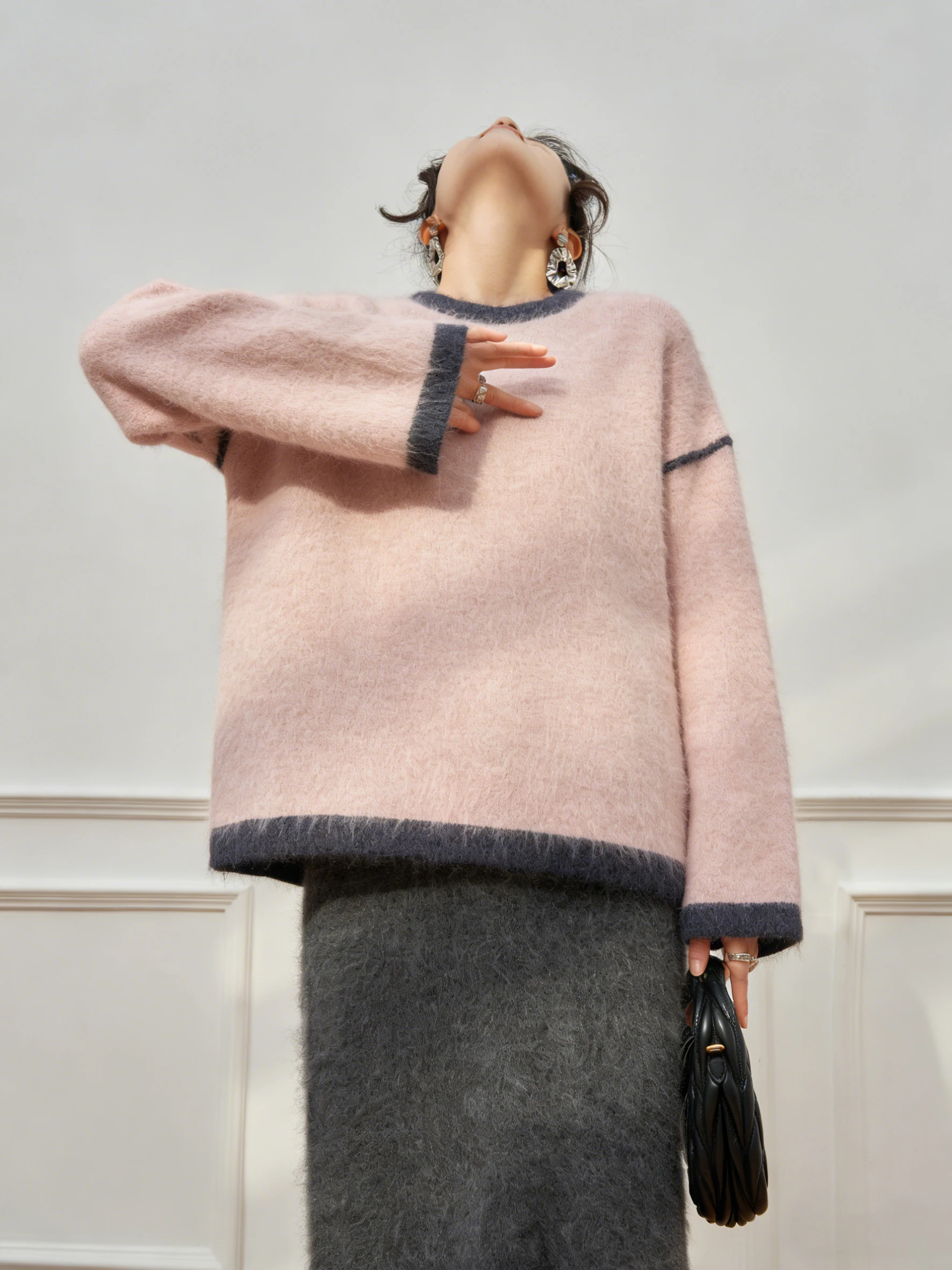 

Уникальный комплект: вязаный свитер и юбка в стиле блок-колор, женский зимний модный костюм, однотонный повседневный наряд с высокой талией