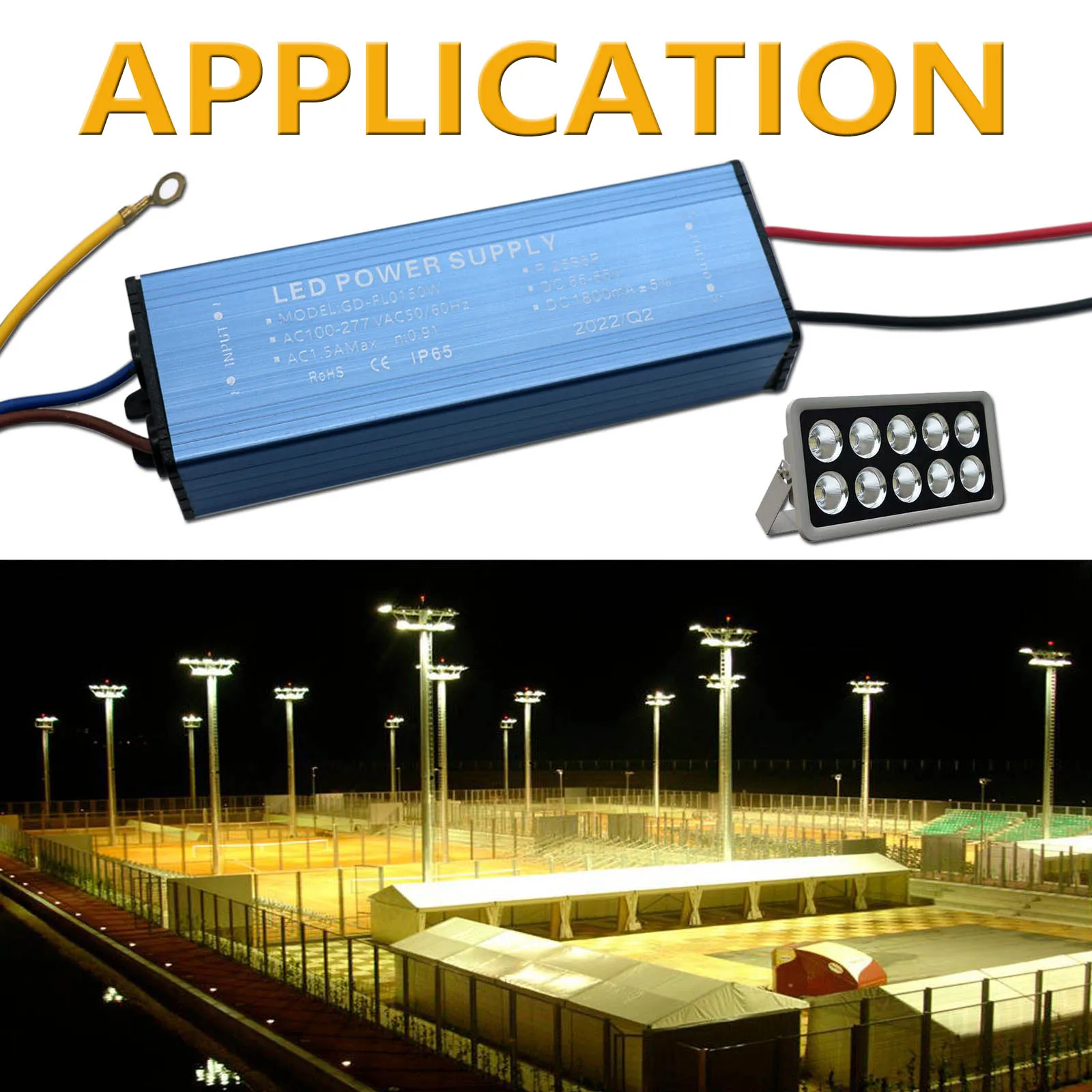 150W LED Waterproof Driving Power DC65-85V 1800mA Constant Current Lighting Transformer is Used for Floodlight DIY