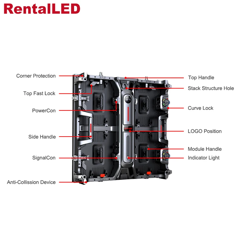 Indoor Rental LED Display Screen Die Casting Aluminum Cabinet P2.604 500×1000mm SMD1515 Stage Background Led Video Wall Panel