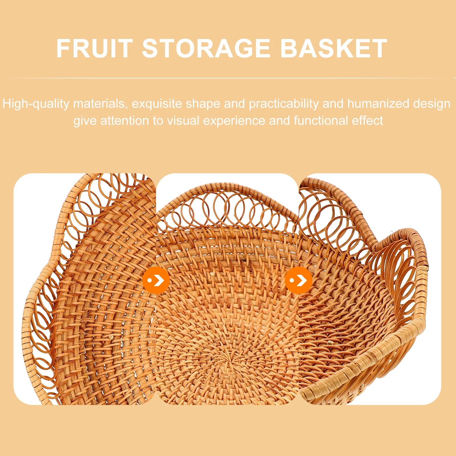 

1pc Rattan Woven Storage Organizer For Home Kitchen Snacks Display Desktop Organizer Fruit Storage Basket Home Woven Basket