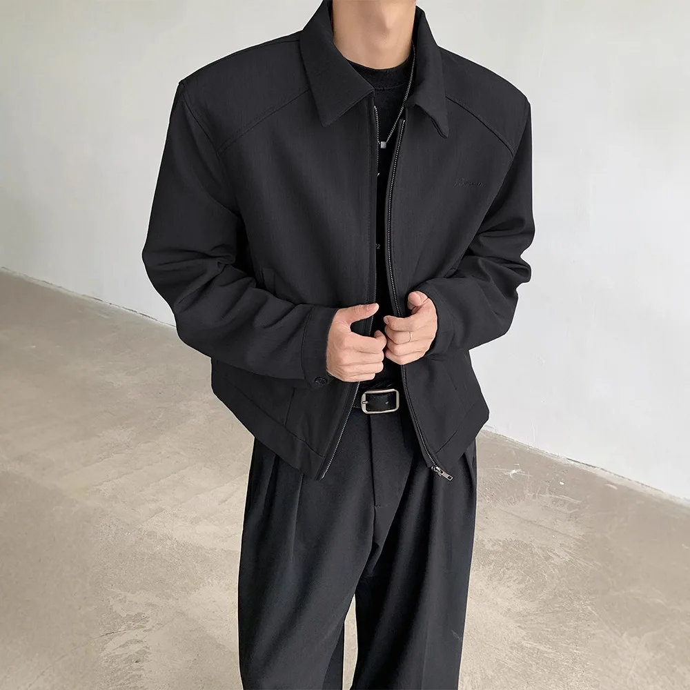Korean Autumn Short Shoulder Padded Lapel Baseball Jacket High-end Slim Fit Jacket Trendy Men's Fashion Jacket, Autumn Jacket