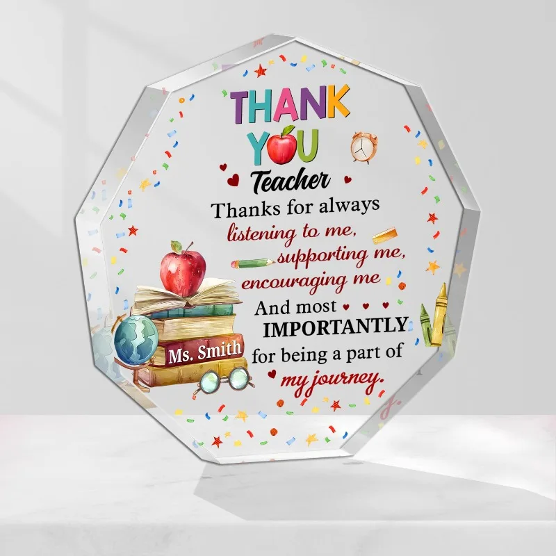 Acrylic Hexagon Teacher Appreciation Gift, Inspirational Desk Decor for Educators Coach Mentor