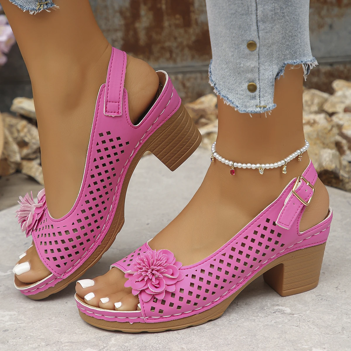 Large Size Roman Style Women's Sandals Open Toe Beach Slippers Summer Wedges Comfortable Outdoor Slip-On Shoes for Women