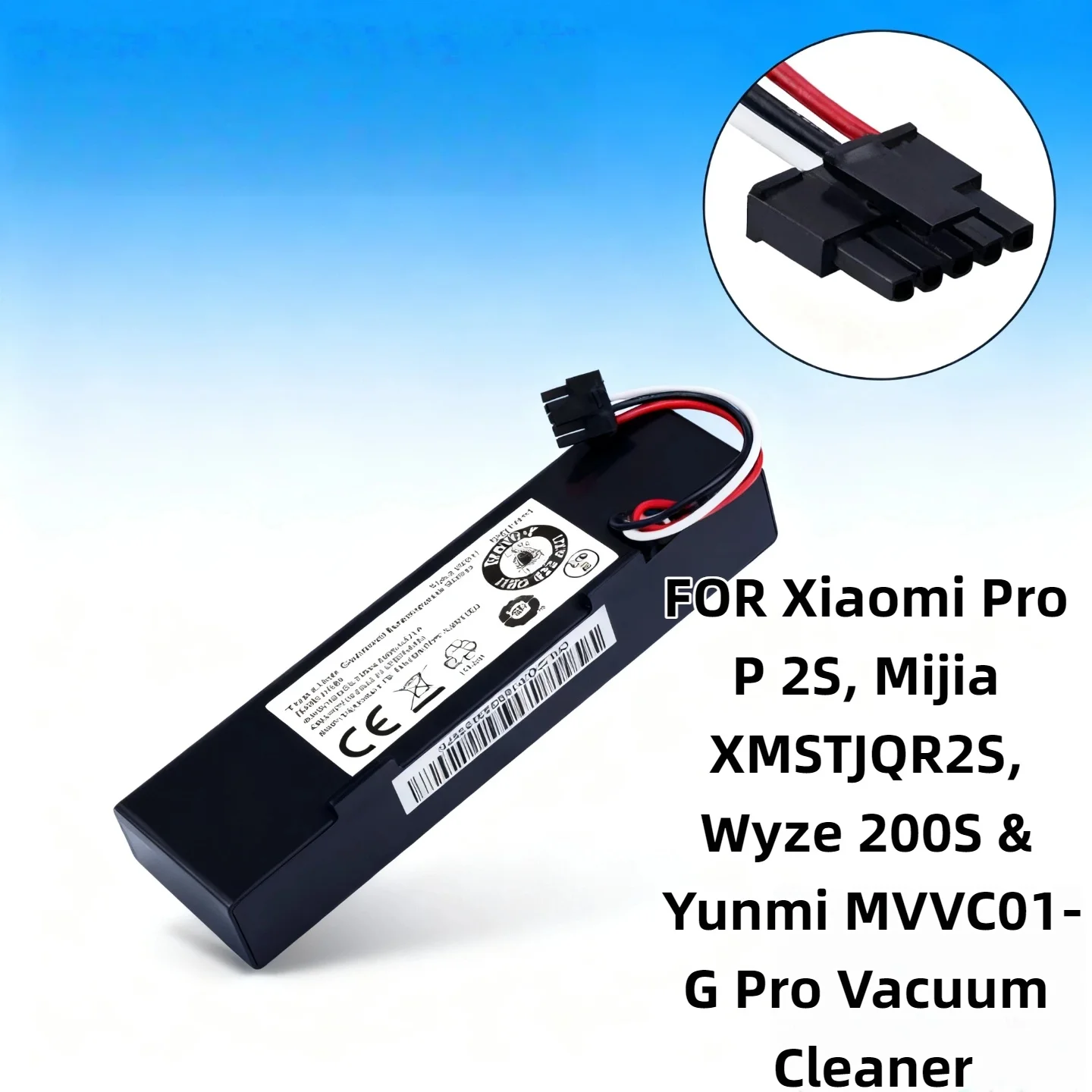 

14.4V 4000mAh High-Capacity Li-ion Battery –FOR Xiaomi Pro P 2S, Mijia XMSTJQR2S, Wyze 200S & Yunmi MVVC01-G Pro Vacuum Cleaner