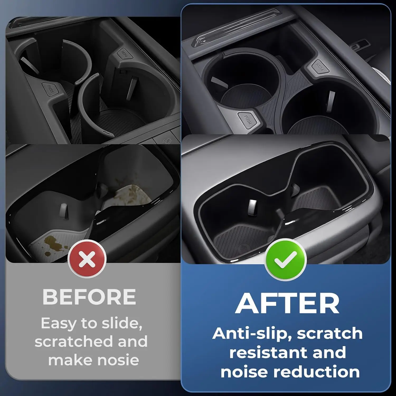 Cup Holder Inserts for KIA EV9 2024-2026 Land/GT-Line/GT TPE Center Console Front Rear Cup Holder Liner Protector  Accessories view 3
