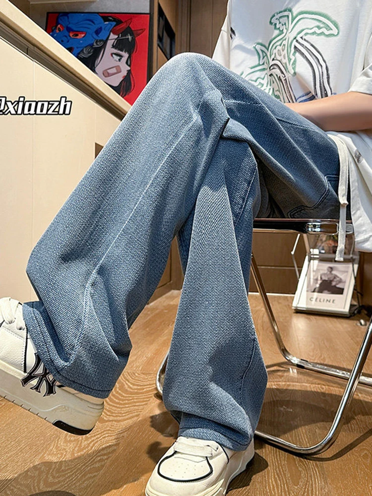 

Подростковые мужские свободные прямые джинсы с текстурой звезды, модные брендовые широкие длинные брюки в американском стиле High Street, повседневные хлопковые полиэтиленовые брюки...