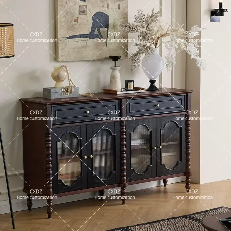 French Retro Style Solid Wood Dining Side Cabinet Living Room Sofa Side Table Advanced Storage