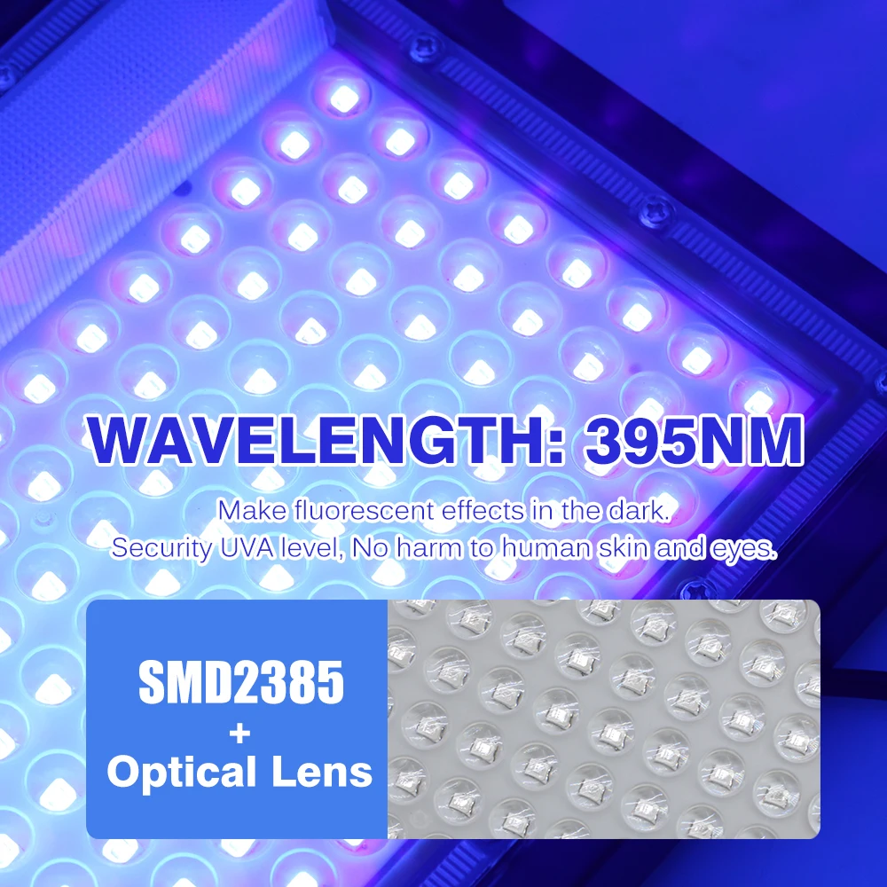 39nm LED الأشعة فوق البنفسجية كشاف ضوء 50 واط 100 واط LED المرحلة الضوء الأسود 220 فولت مقاوم للماء الأشعة فوق البنفسجية الفلورسنت حفلة المرحلة الخلفية