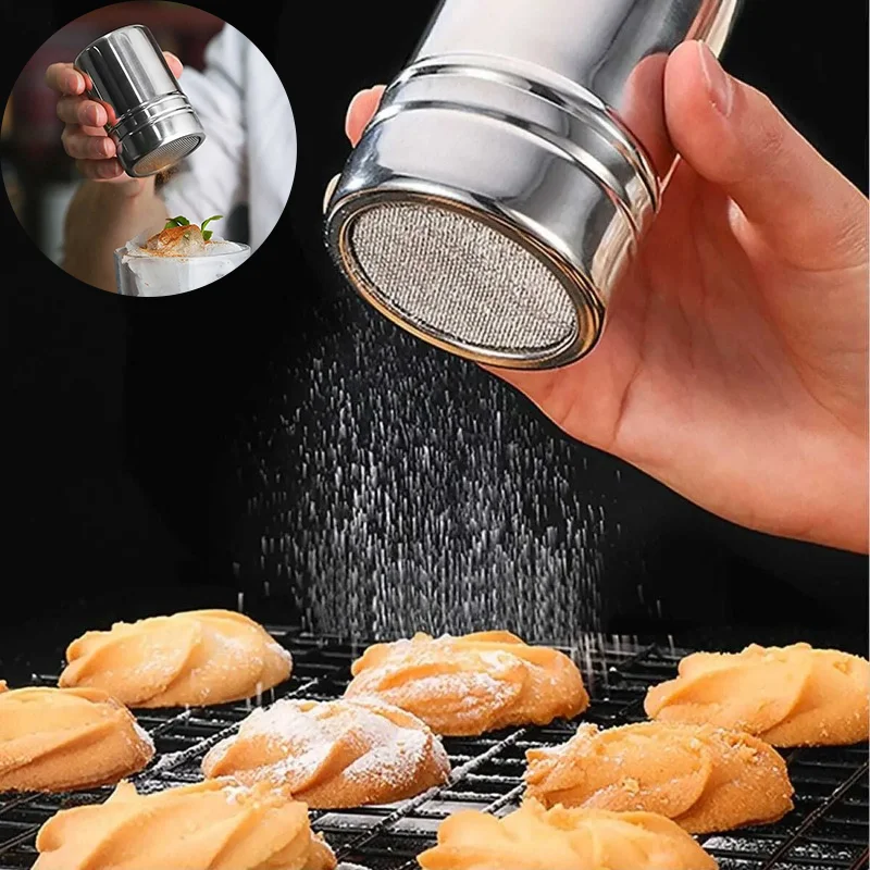 1PC Silver Stainless Steel Mesh Tube Salt Pepper  Shaker Sugar  Spice Jar  Cocoa Icing  Powder  Duster  Dusting  Kitchen  Tool
