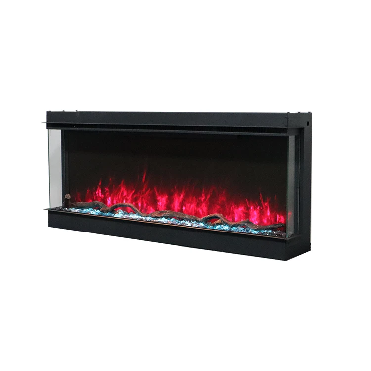 Popular Modern 3 Sided View Electric Fireplaces Heater ,7 COLORS Flames,insert 750w/1500w Heater 40/50/60/70 Inch Fireplace