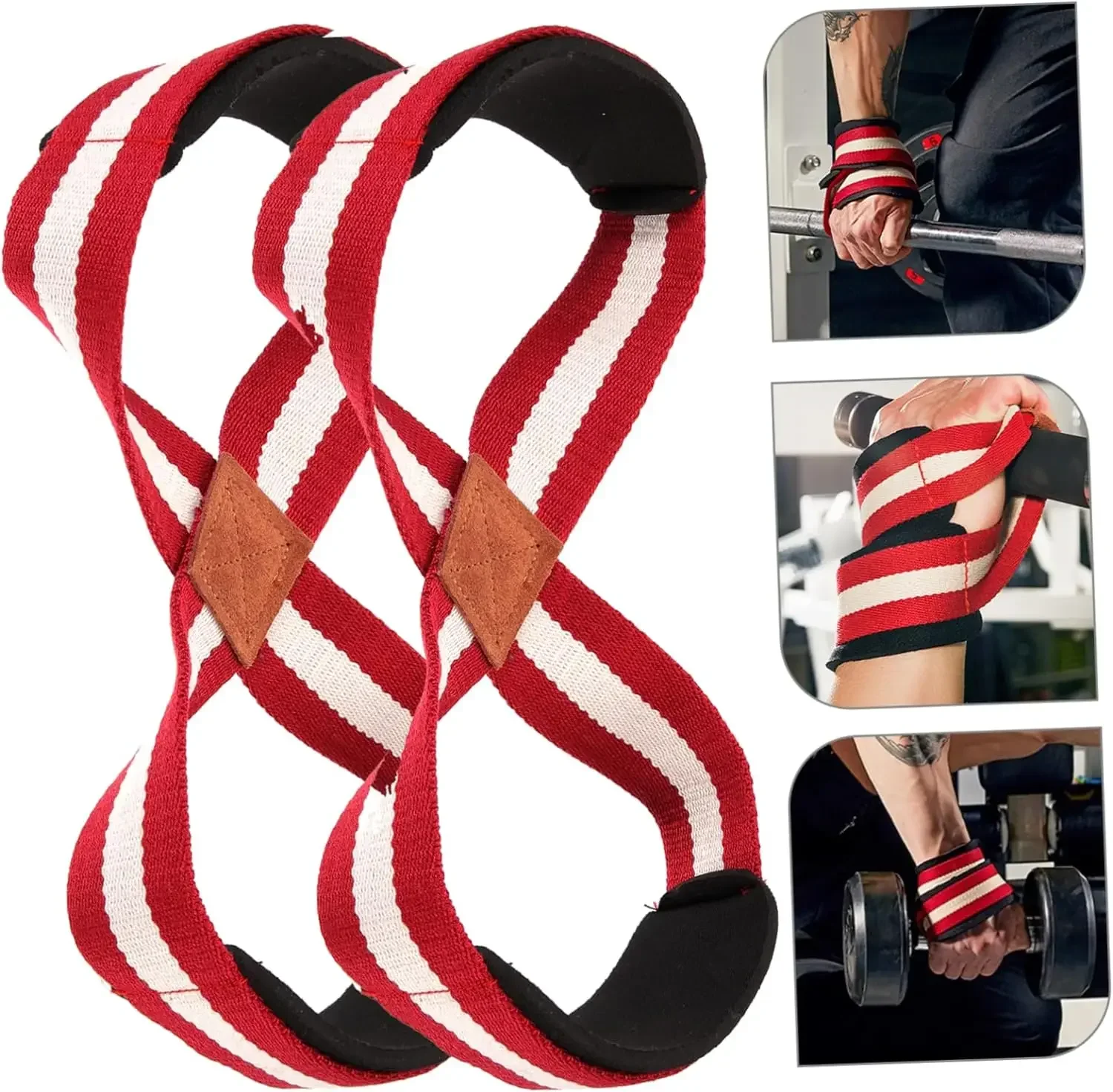 Anti-slip Gym Wrist Straps with Padded for Fitness, Pull-ups, Horizontal Bar, Hand, Figure 8, Weight Lifting Belts, 1Pair