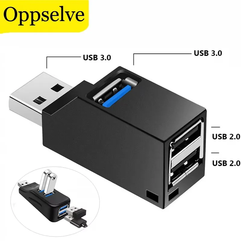 Concentrador USB 3,0 portátil, 3 puertos, transferencia de datos de alta velocidad, divisor USB para ordenador portátil, estación de acoplamiento de