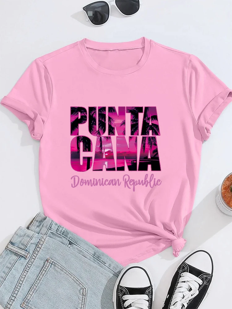 Punta Cana Women\'s Vacation Souvenir T-Shirt Casual Women T-shirt Round Neck Women Graphical Female Summer T shirt Clothing Tee