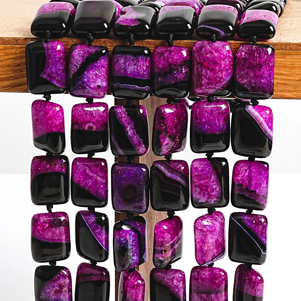 Rose Red Cube-Shaped Agate Beads 20x15mm Genuine Loose Stone Beads for DIY Jewelry Design Unique Square Beads