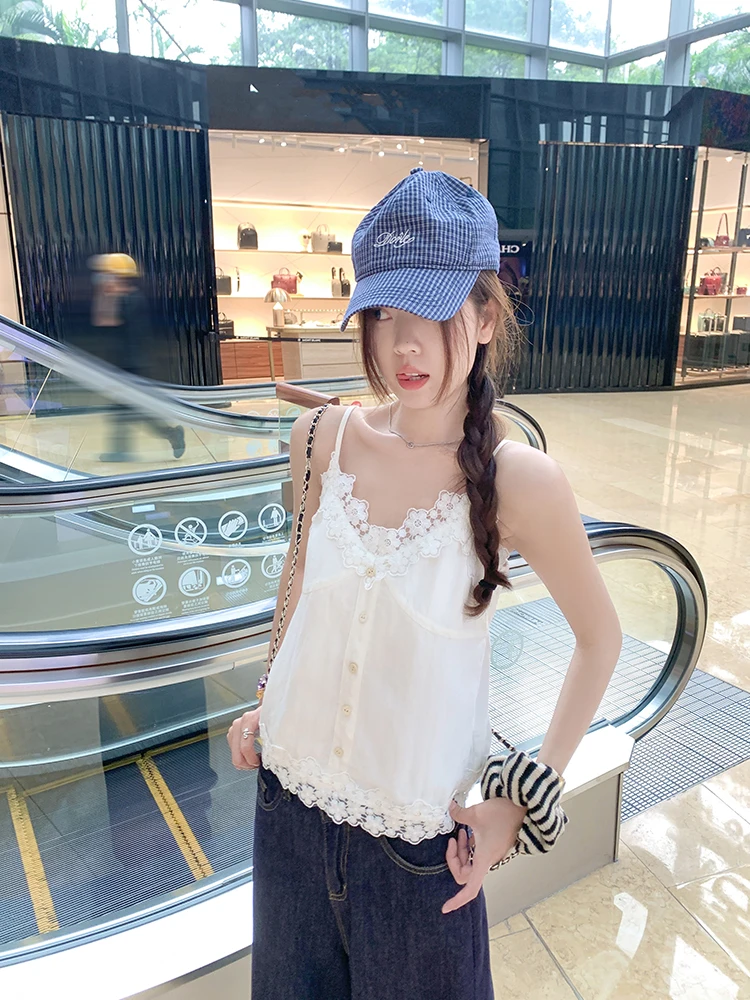 

Женский укороченный жилет Zeng Xiao с кружевной отделкой и пуговицами, приталенный, модный, для повседневной носки