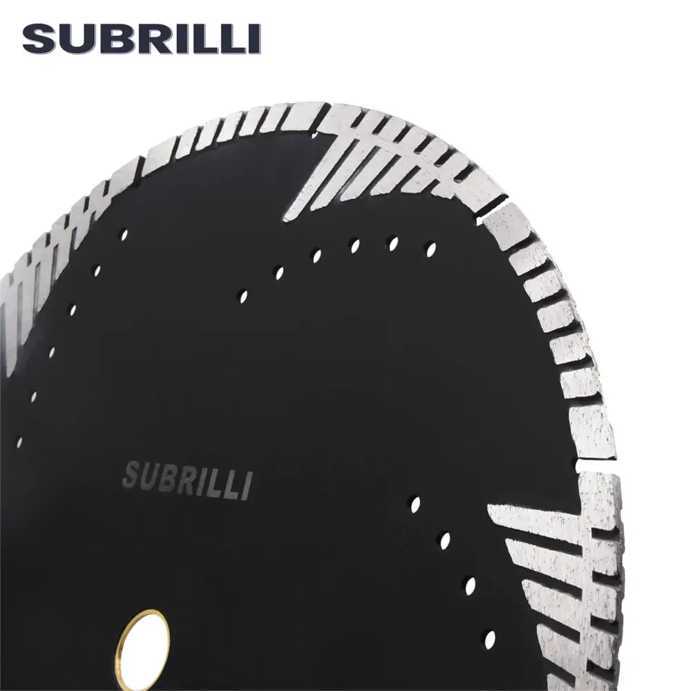 SUBRILLI 14Inch Diamond Turbo Saw Blades With Slant Protection Teeth 350mm Diamond Cutter for Granite Marble Cutting Disc