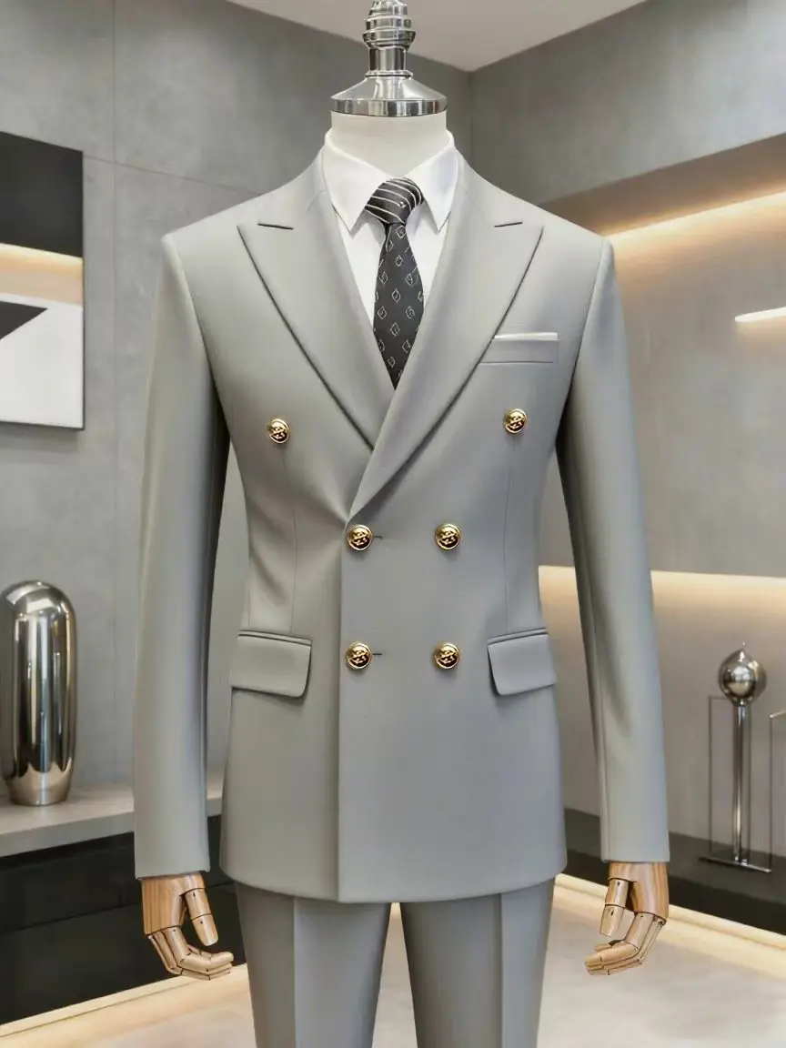 

Мужской костюм из 2-х предметов, пиджак + брюки, модный и высококачественный, подходит для свадеб, вечеринок или официальных мероприятий.