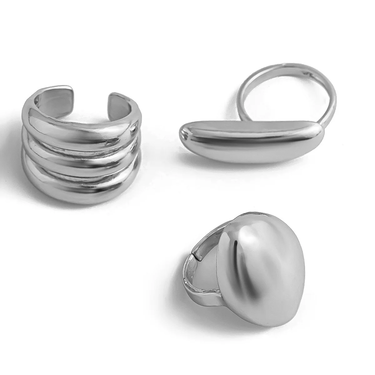 DIEZI 3pcs/set Exaggerated Metal Rings For Women Men Fashion Punk Geometric Gold Silver Color Knuckle Joint Ring Set Jewelry image 6