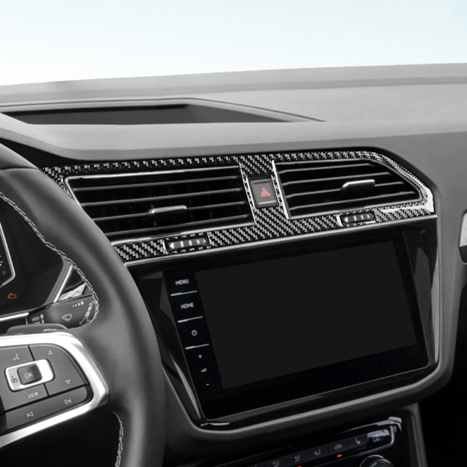 Car Accessories Carbon Fiber Center Console Air Vent Panel Cover Trim Sticker Modification For Volkswagen Tiguan L 2019—2021