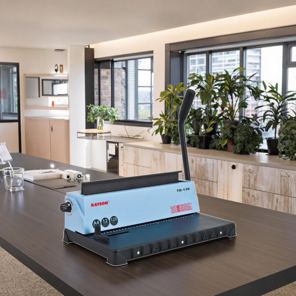 RAYSON TD-130 Customizable Manual Double-Wire Binding Machine Sturdy Metal Construction Punch 12 Sheets/Bind 120 Sheets Binder