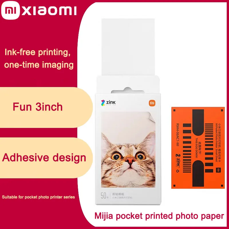 

Original Xiaomi ZINK Paper 50 Sheets 3-inch Photo Printer Paper With Calibration Card AR Pocket ZINK Photo Printer Paper 50pcs