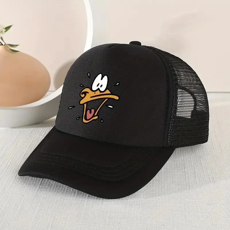 1pc Girl\'s Sunshade Breathable Mesh Baseball Cap With Duck Mouth Design Pattern For Outdoor Sport