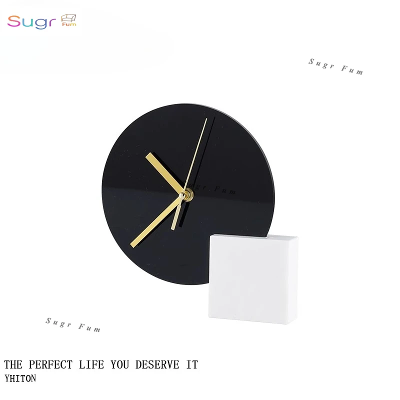 

Nordic minimalist acrylic square geometric seat, clock ornament, modern creative model house, sales office, soft decoration