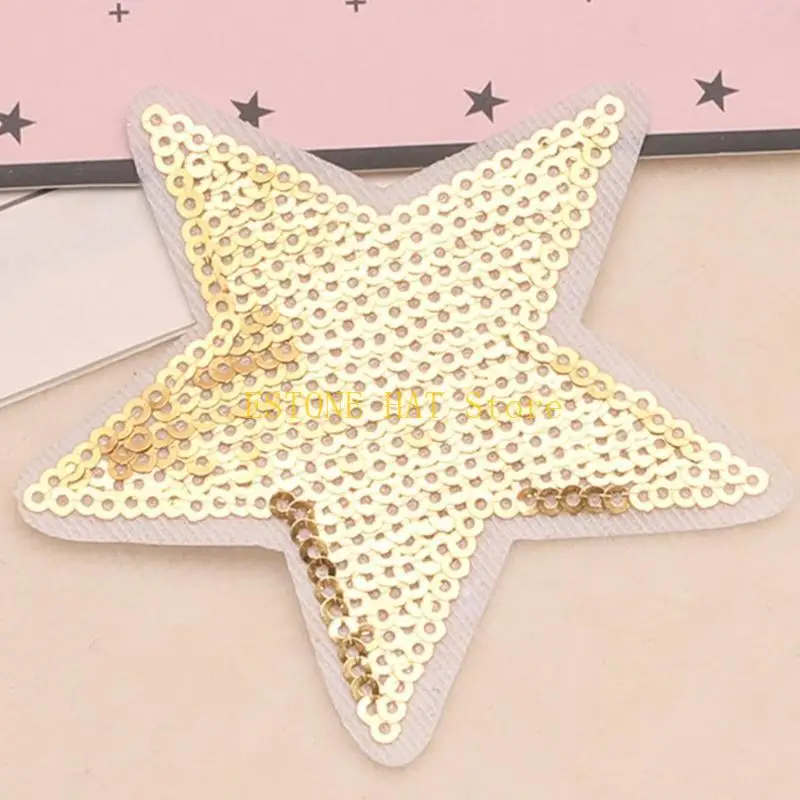 49MF 7 Stück glitzernde Pailletten-Stern-Applikations-Patches zum Nähen, Basteln, Basteln