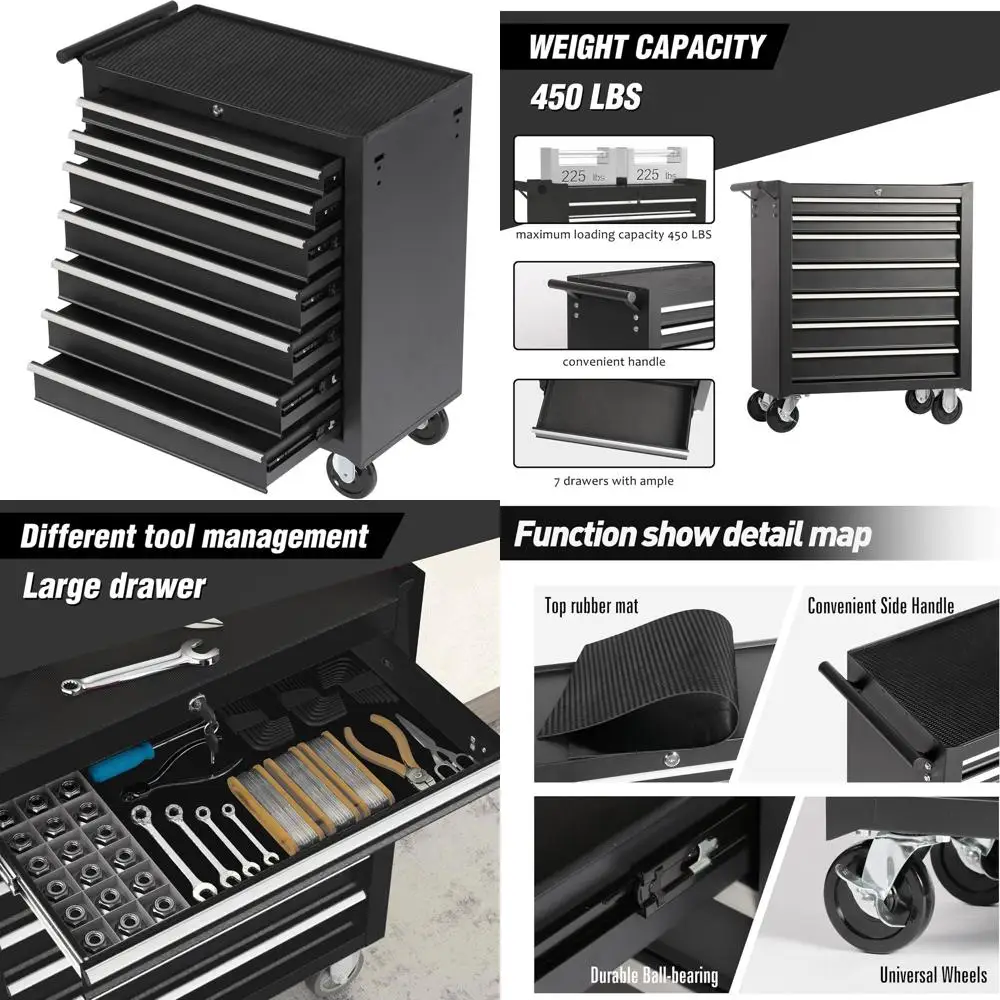 

31 Комод для инструментов на колесиках с 7 ящиками, мобильный шкаф для хранения механиков для гаража, мастерской и мастерской по ремонту