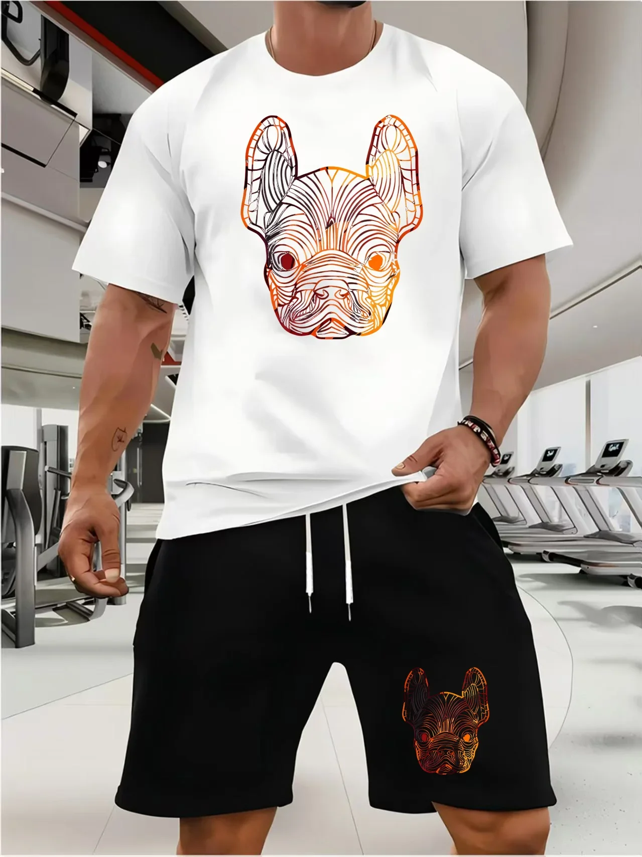 

Trendy Suits for Men Men's Summer Shorts Set Gym Outfit Student Short Sleeve Tee 2 Piece Set Tracksuits Men Casual Men Clothing