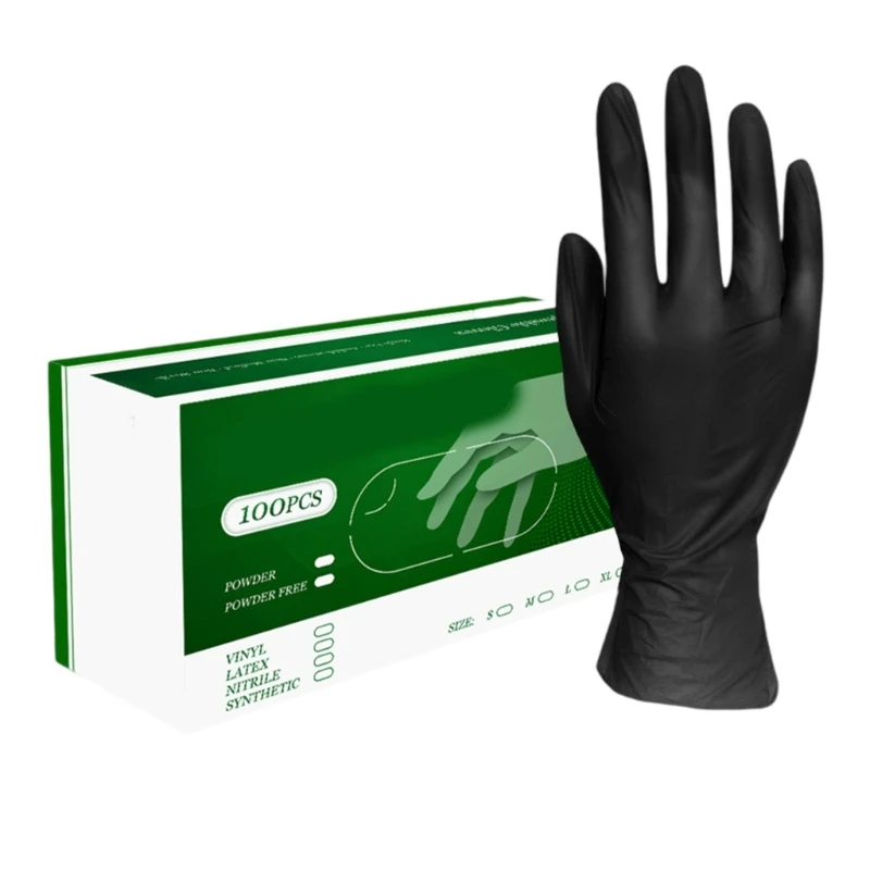 Black Disposable Nitrile Gloves 100pcs Household Cleaning Glove for Work Kitchen